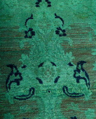 Contemporary Overdyed Wool Hand Knotted Green Area Rug 6' 2" x 8' 10"