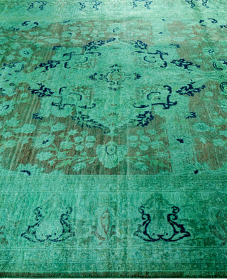 Contemporary Overdyed Wool Hand Knotted Green Area Rug 6' 2" x 8' 10"