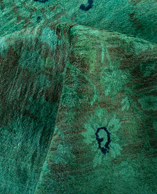 Contemporary Overdyed Wool Hand Knotted Green Area Rug 6' 2" x 8' 10"