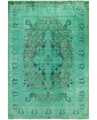 Contemporary Overdyed Wool Hand Knotted Green Area Rug 6' 2" x 8' 10"