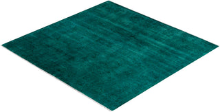 Contemporary Hand-Knotted Overdyed Blue Square Area Rug 6' 0" x 6' 2"