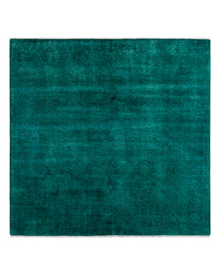 Contemporary Overyed Wool Hand Knotted Blue Square Area Rug 6' 0" x 6' 2"