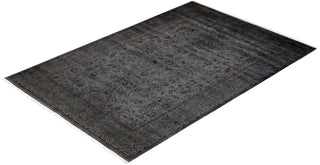 Modern Overdyed Hand Knotted Wool Gray Area Rug 6' 3" x 9' 3"