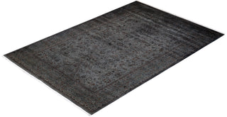Contemporary Hand Knotted Overdyed Gray Area Rug 6' 3" x 9' 3"