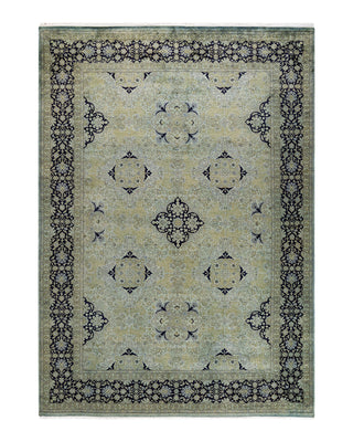 Contemporary Fine Vibrance Green Wool Area Rug 6' 1" x 8' 8"