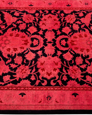 Modern Overdyed Hand Knotted Wool Red Runner 2' 7" x 12' 1"