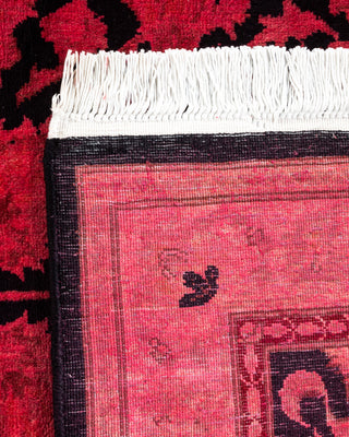 Contemporary Hand Knotted Overdyed Red Runner 2' 7" x 12' 1"