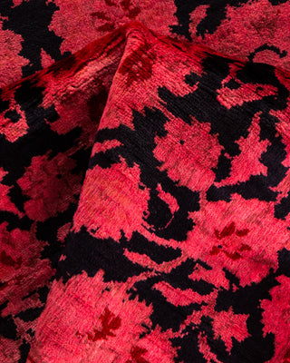 Contemporary Hand Knotted Overdyed Red Runner 2' 7" x 12' 1"