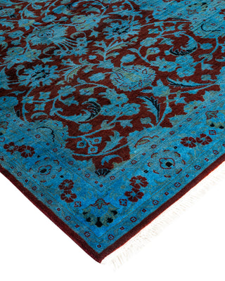 Modern Overdyed Hand Knotted Wool Blue Runner 2' 6" x 10' 4"
