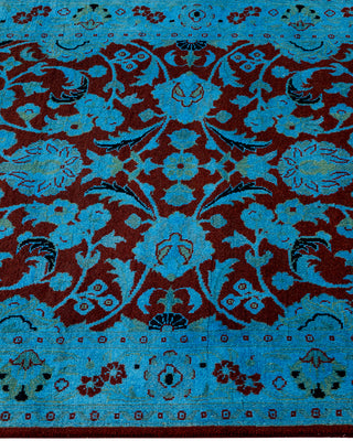 Contemporary Hand-Knotted Overdyed Blue Runner 2' 6" x 10' 4"
