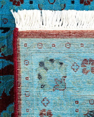 Contemporary Hand-Knotted Overdyed Blue Runner 2' 6" x 10' 4"