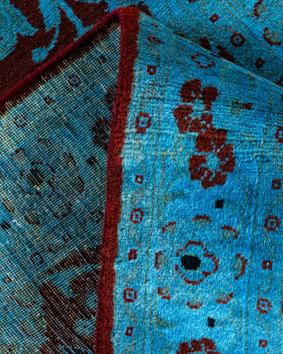 Contemporary Hand-Knotted Overdyed Blue Runner 2' 6" x 10' 4"