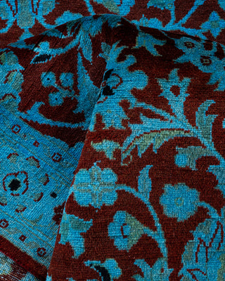 Contemporary Hand-Knotted Overdyed Blue Runner 2' 6" x 10' 4"