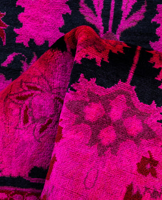 Contemporary Overdyed Wool Hand Knotted Pink Runner 2' 6" x 12' 8"