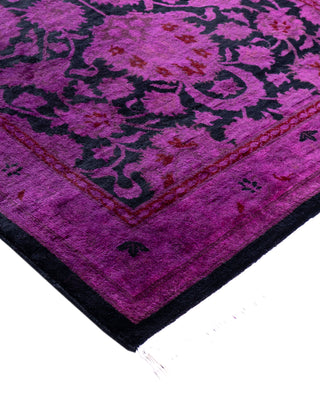 Overdyed Hand-Knotted Wool Modern-Contemporary Purple Runner 2' 7" x 12' 7"