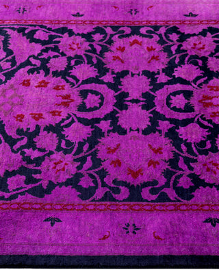 Overdyed Hand-Knotted Wool Modern-Contemporary Purple Runner 2' 7" x 12' 7"