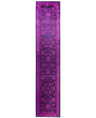 Overdyed Hand-Knotted Wool Modern-Contemporary Purple Runner 2' 7" x 12' 7"