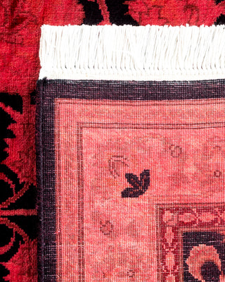 Contemporary Hand Knotted Overdyed Red Runner 2' 6" x 12' 10"