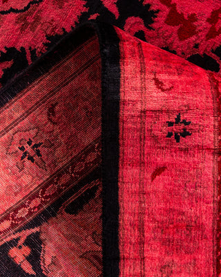 Contemporary Hand Knotted Overdyed Red Runner 2' 6" x 12' 10"