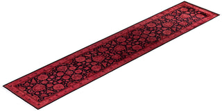 Modern Overdyed Hand Knotted Wool Red Runner 2' 6" x 12' 10"