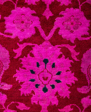 Contemporary Overdyed Wool Hand Knotted Pink Runner 2' 7" x 10' 1"