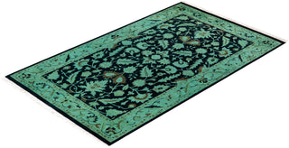 Contemporary Hand-Knotted Overdyed Black Area Rug 3' 1" x 5' 2"