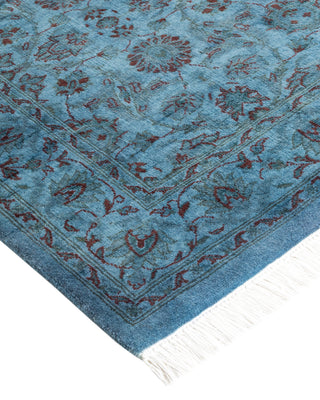 Modern Overdyed Hand Knotted Wool Blue Area Rug 3' 3" x 5' 3"