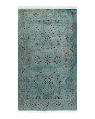 Contemporary Fine Vibrance Green Wool Area Rug 3' 2" x 5' 4"