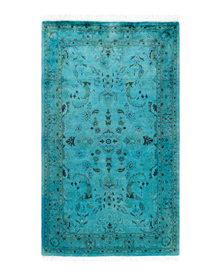 Contemporary Fine Vibrance Blue Wool Area Rug 3' 1" x 5' 3"