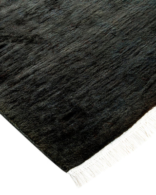 Modern Overdyed Hand Knotted Wool Black Area Rug 3' 1" x 5' 3"