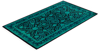 Contemporary Overdyed Wool Hand Knotted Green Area Rug 3' 1" x 5' 3"