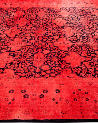 Contemporary Hand Knotted Overdyed Red Area Rug 8' 0" x 11' 1"