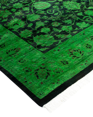 Modern Overdyed Hand Knotted Wool Green Area Rug 4' 1" x 6' 5"