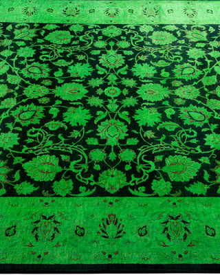 Contemporary Hand Knotted Overdyed Green Area Rug 4' 1" x 6' 5"