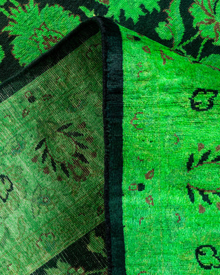 Contemporary Hand Knotted Overdyed Green Area Rug 4' 1" x 6' 5"