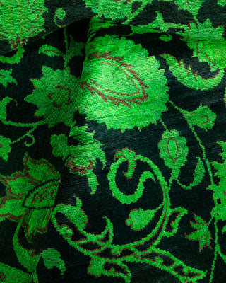 Contemporary Hand Knotted Overdyed Green Area Rug 4' 1" x 6' 5"