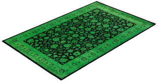 Contemporary Hand Knotted Overdyed Green Area Rug 4' 1" x 6' 5"