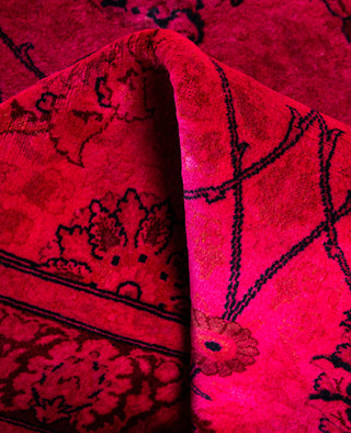 Overdyed Hand-Knotted Wool Modern-Contemporary Pink Runner 3' 0" x 10' 0"