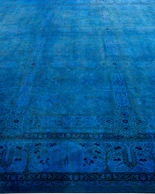 Contemporary Fine Vibrance Blue Wool Area Rug - 9' 3" x 10' 2"