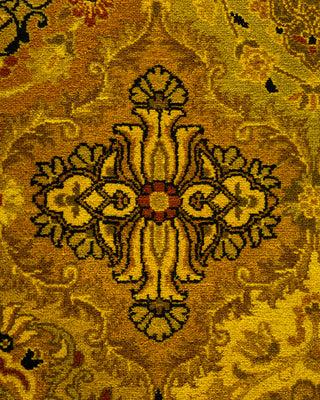 Contemporary Hand-Knotted Overdyed Gold Runner 2' 7" x 17' 1"