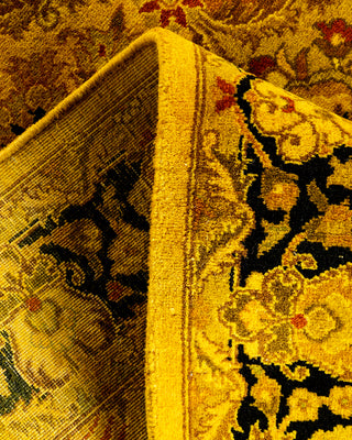 Contemporary Hand-Knotted Overdyed Gold Runner 2' 7" x 17' 1"