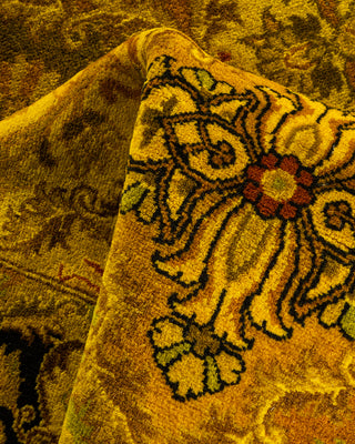 Contemporary Hand-Knotted Overdyed Gold Runner 2' 7" x 17' 1"