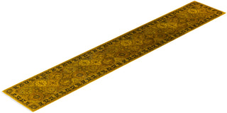 Contemporary Hand-Knotted Overdyed Gold Runner 2' 7" x 17' 1"