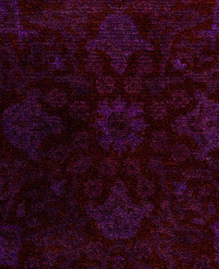 Contemporary Overdyed Wool Hand Knotted Red Round Area Rug 3' 1" x 3' 1"