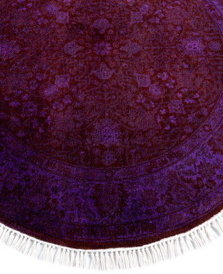 Contemporary Overdyed Wool Hand Knotted Red Round Area Rug 3' 1" x 3' 1"