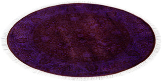 Contemporary Overdyed Wool Hand Knotted Red Round Area Rug 3' 1" x 3' 1"