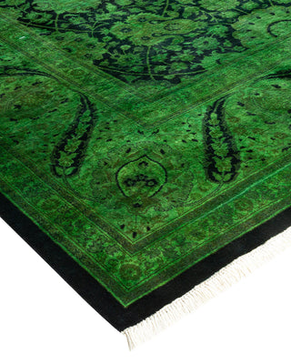 Modern Overdyed Hand Knotted Wool Green Area Rug 8' 1" x 10' 6"