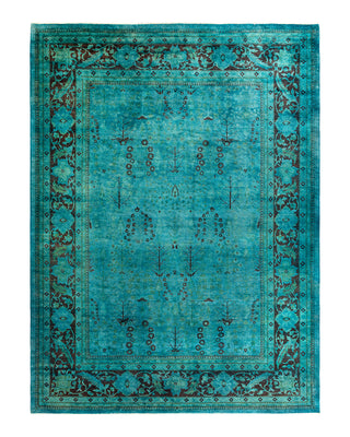 Contemporary Overyed Wool Hand Knotted Blue Area Rug 9' 0" x 12' 0"