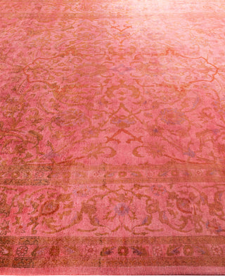 Contemporary Overdyed Wool Hand Knotted Pink Area Rug 9' 1" x 11' 10"