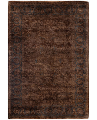 Overdyed One-of-a-Kind Wool Brown Area Rug 4' 2" x 6' 1"